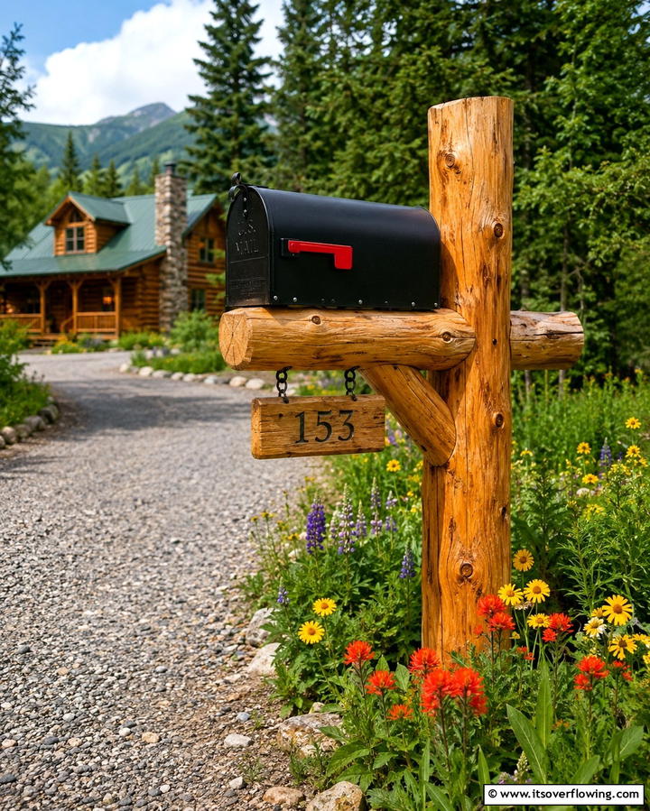 Rustic Log Mailbox Post - 25 Unique Mailbox Post Ideas to Boost Curb Appeal