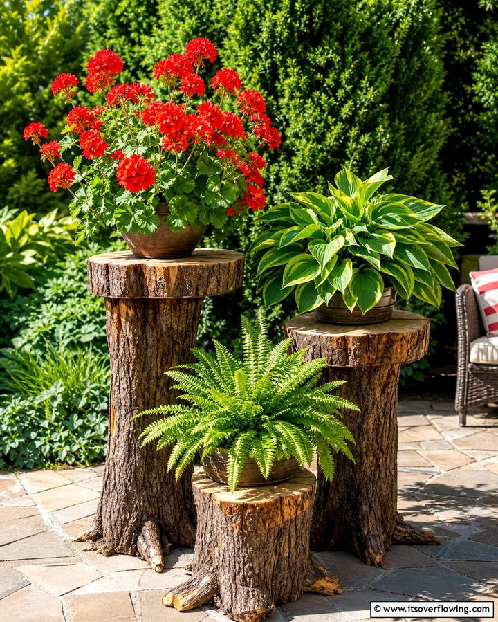 Rustic Log Plant Stands - 25 Outdoor Plant Stand Ideas for Greenery Lovers
