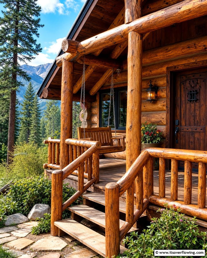 Rustic Log Railings - 25 Front Porch Railing Ideas to Enhance Curb Appeal