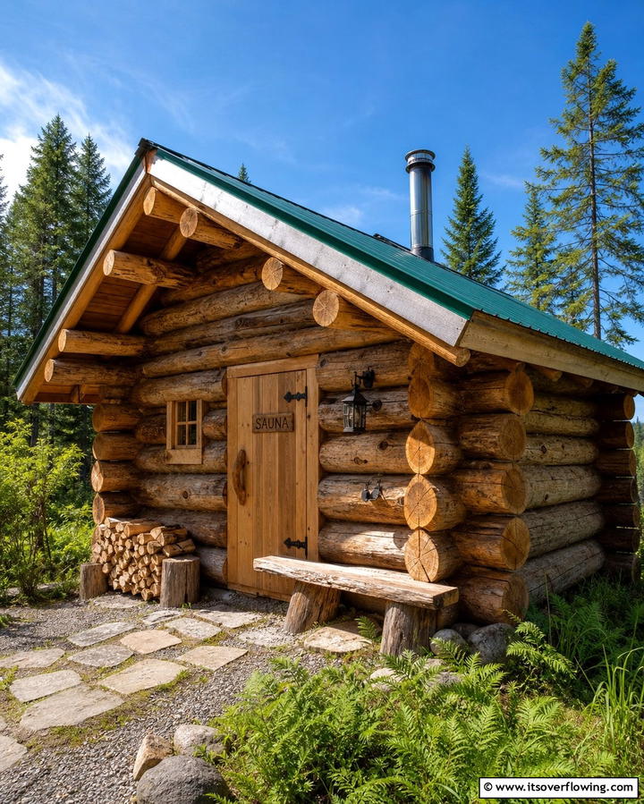 Rustic Log Sauna Retreat - 25 Outdoor Sauna Ideas for Relaxing Backyard Retreats