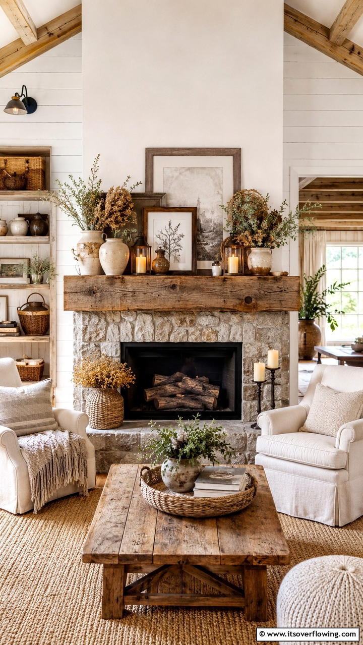 Rustic Mantel Decor - 30 Boho Farmhouse Decor Ideas for Eclectic Charm