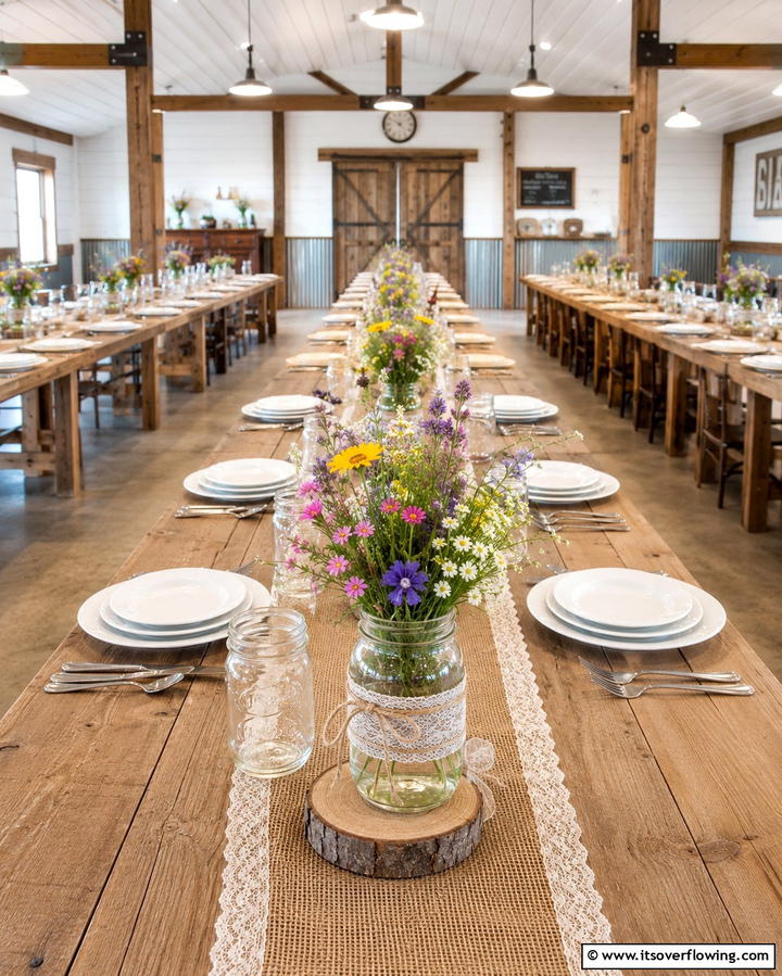 Rustic Mason Jar Arrangements - 30 Rehearsal Dinner Centerpiece Ideas for Memorable Nights