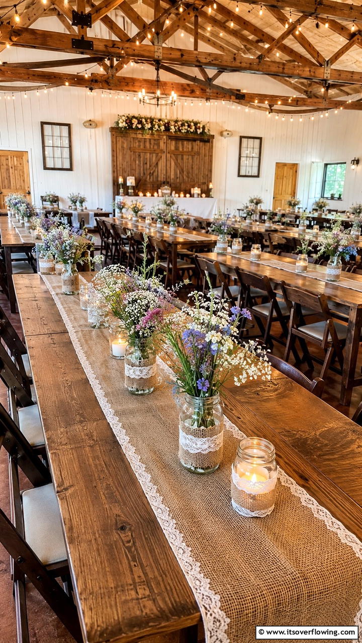 Rustic Mason Jar Charm - 21 Wedding Table Decoration Ideas for Memorable Celebrations