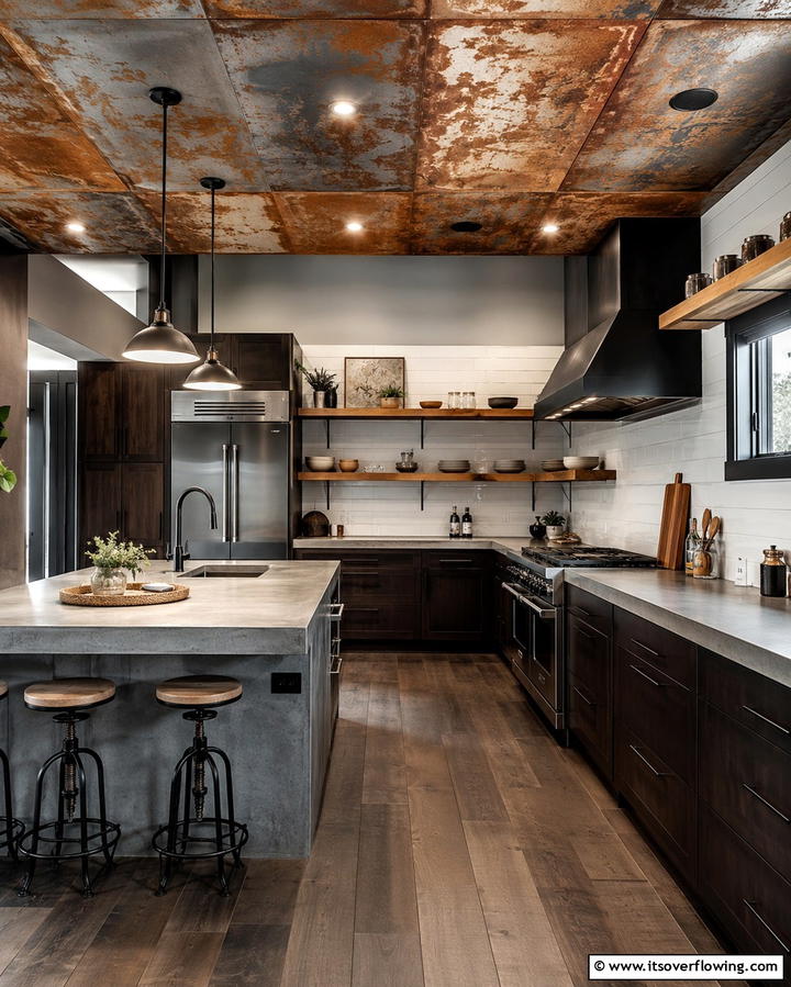 Rustic Metal Finishes - 30 Rustic Ceiling Ideas to Add Warmth to Any Room