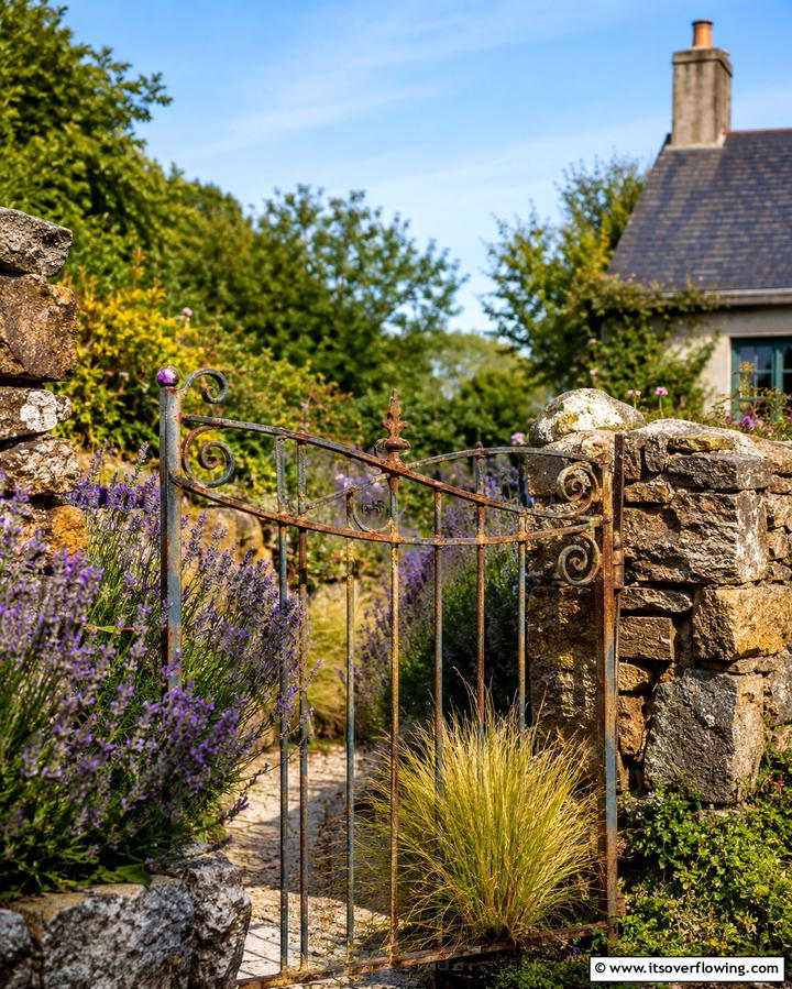 Rustic Metal Gate with Patina - 25 Metal Garden Gate Ideas to Enhance Your Outdoor Space