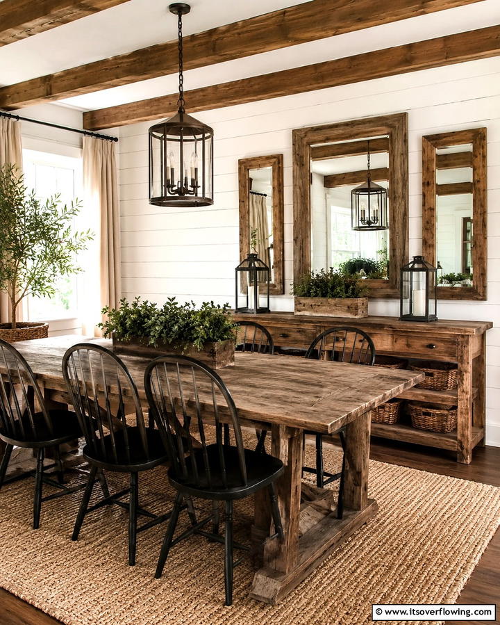 Rustic Mirror Set - 30 Stunning Dining Room Mirror Ideas for Elegance