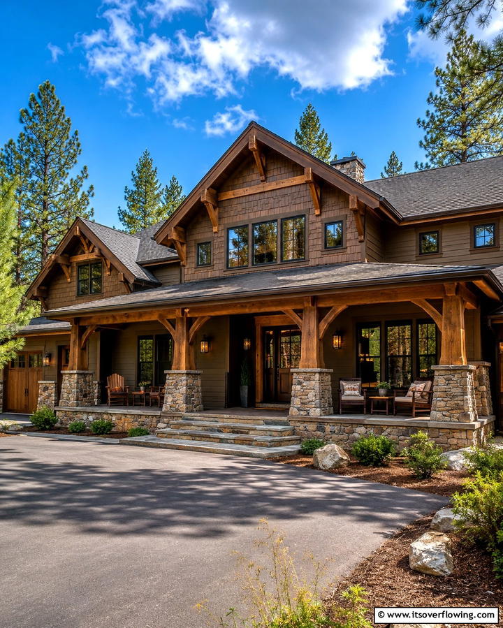 Rustic Mocha Accent - 30 Brown Exterior House Color Ideas for Warm Curb Appeal