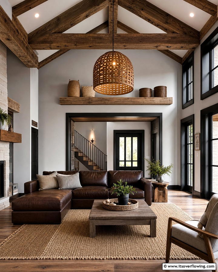 Rustic Modern Fusion - 25 Living Room With Grey Walls and Black Trim Ideas
