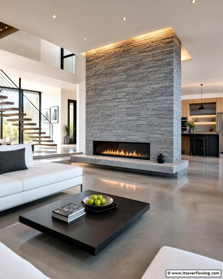 Rustic Modern Fusion - 25 Stacked Stone Fireplace Ideas for a Rustic Look