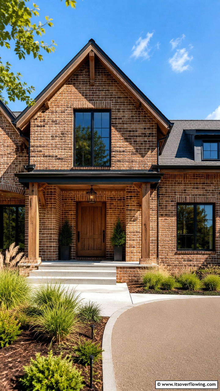 Rustic Modern Fusion - 30 Brown Brick Exterior Home Ideas for Timeless Curb Appeal