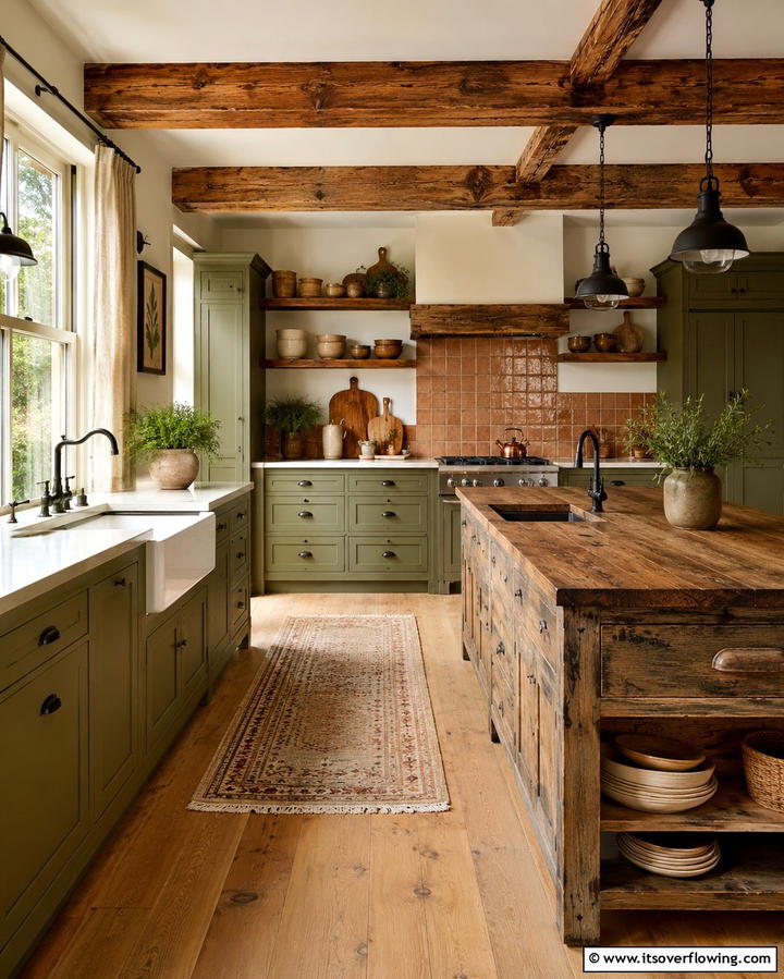 Rustic Olive Green Charm - 30 Olive Green Kitchen Designs for a Warm Cooking Space