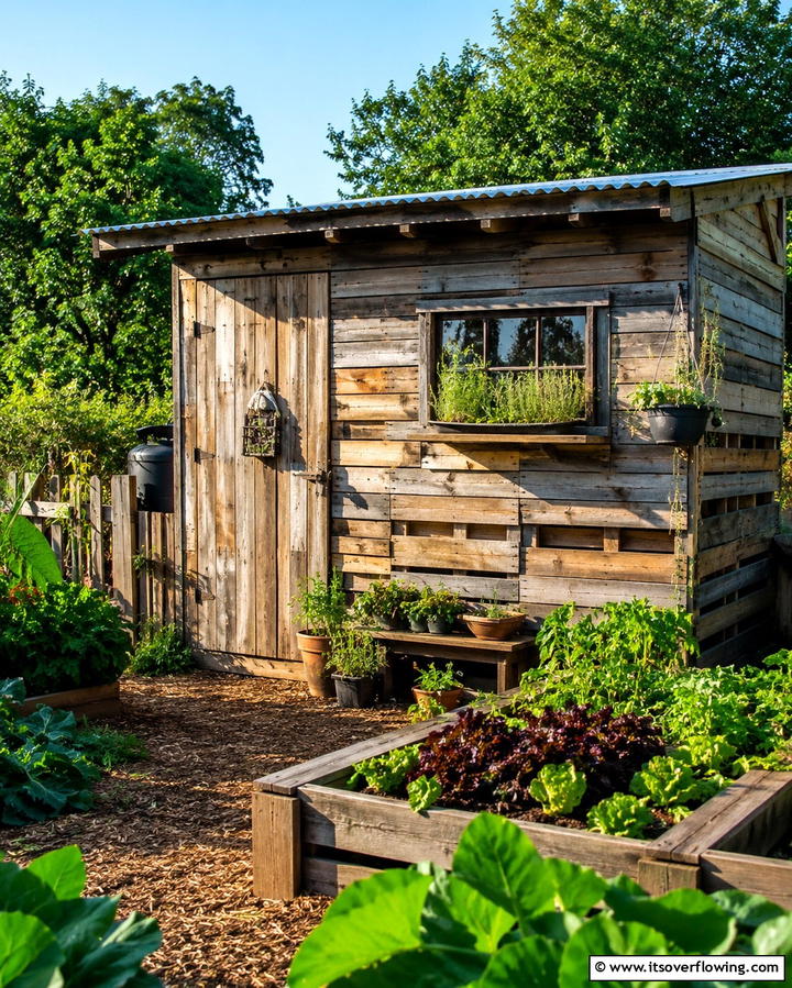 Rustic Pallet Shed - 25 Wood Shed Ideas for Functional and Stylish Storage