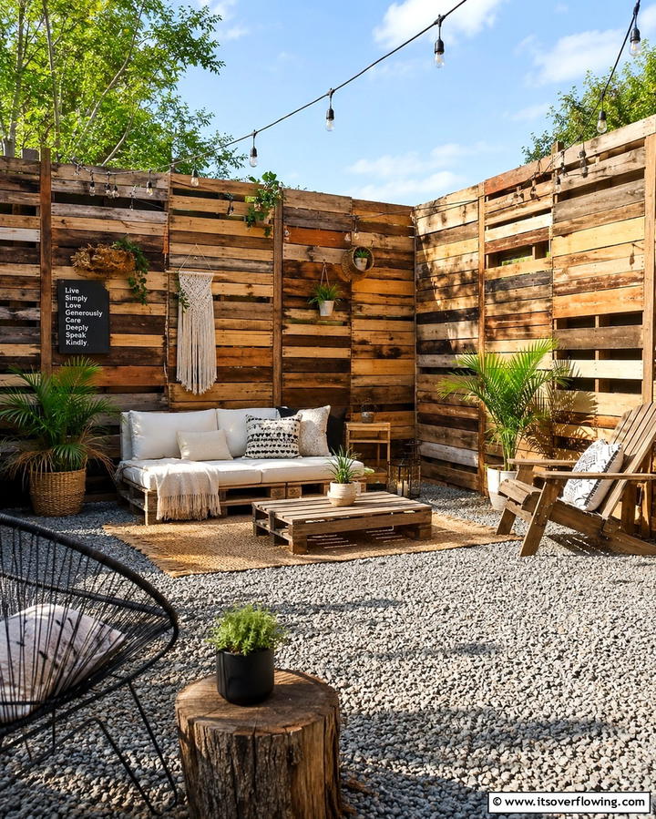 Rustic Pallet Wood Corner Fence - 30 Innovative Corner Fence Solutions for Yard Boundaries