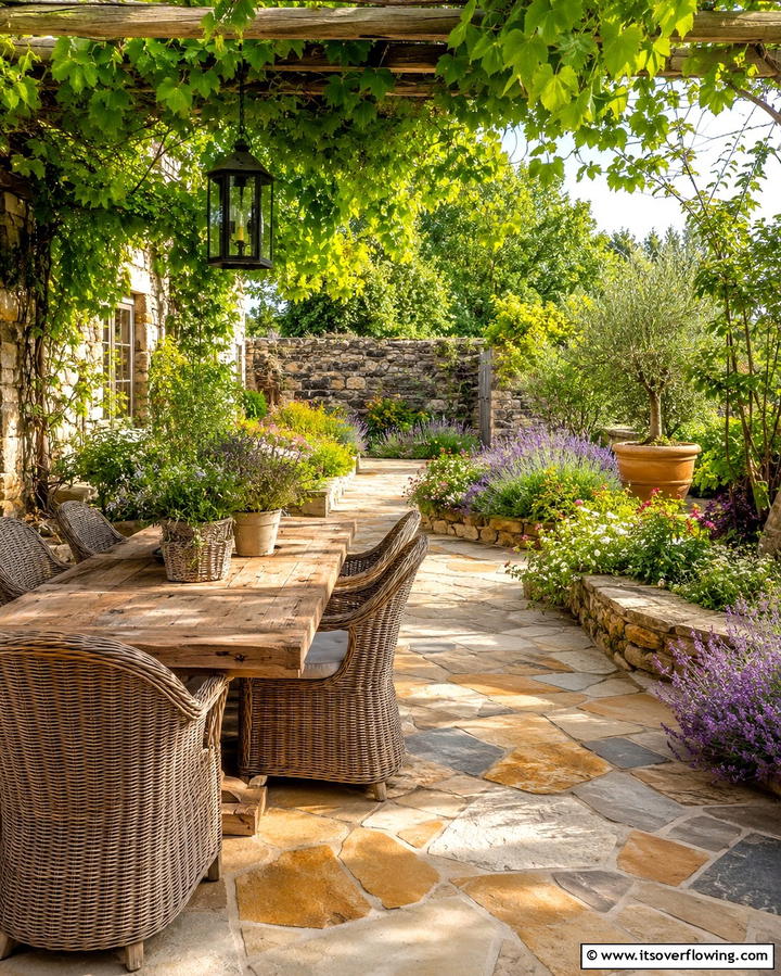 Rustic Patio with Natural Pavers - 30 Rustic Landscaping Ideas for Natural Yard Beauty