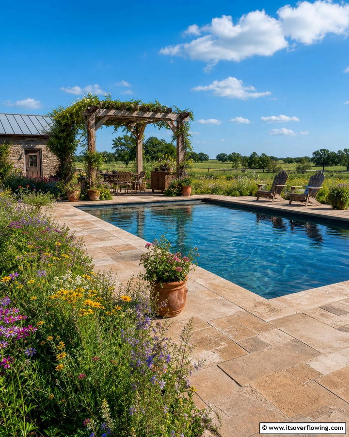 Rustic Paver Border - 30 Concrete Pavers Around Pool Ideas for Durable Style