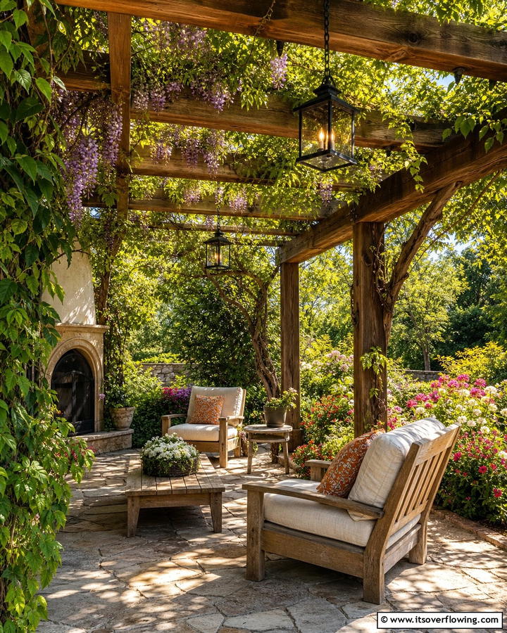 Rustic Pergola Corner - 20 Creative Corner Patio Ideas for Small Outdoor Spaces