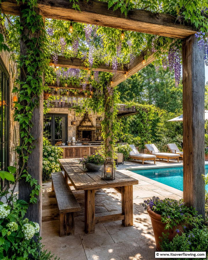 Rustic Pergola Extension - 20 Rustic Pool House Ideas for a Charming Retreat