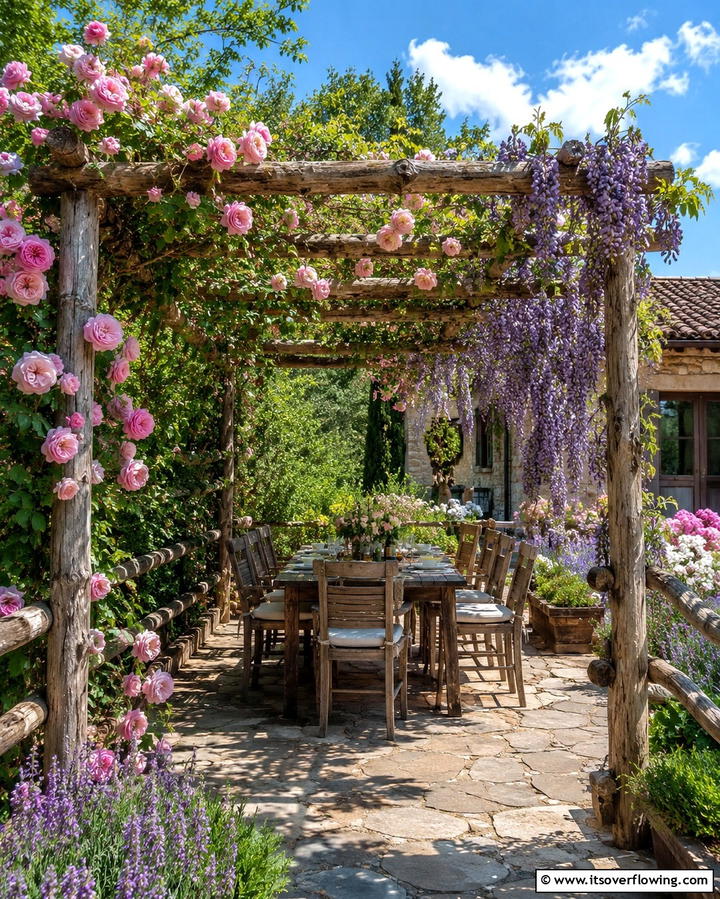 Rustic Pergola Framework - 30 Split Rail Fence Ideas for Rustic Outdoor Boundaries