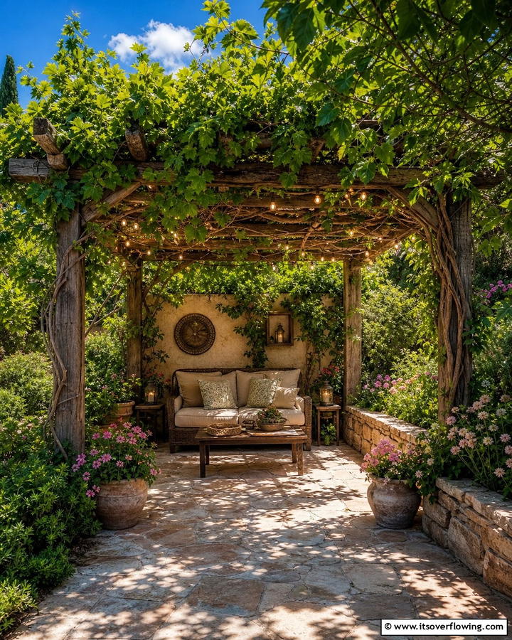 Rustic Pergola Lounge - 20 Garden Nook Ideas to Create a Cozy Outdoor Retreat