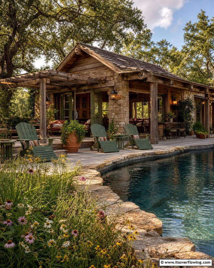 Rustic Pool Cottage - 21 Pool House Concepts for Stylish Backyard Escapes & Storage