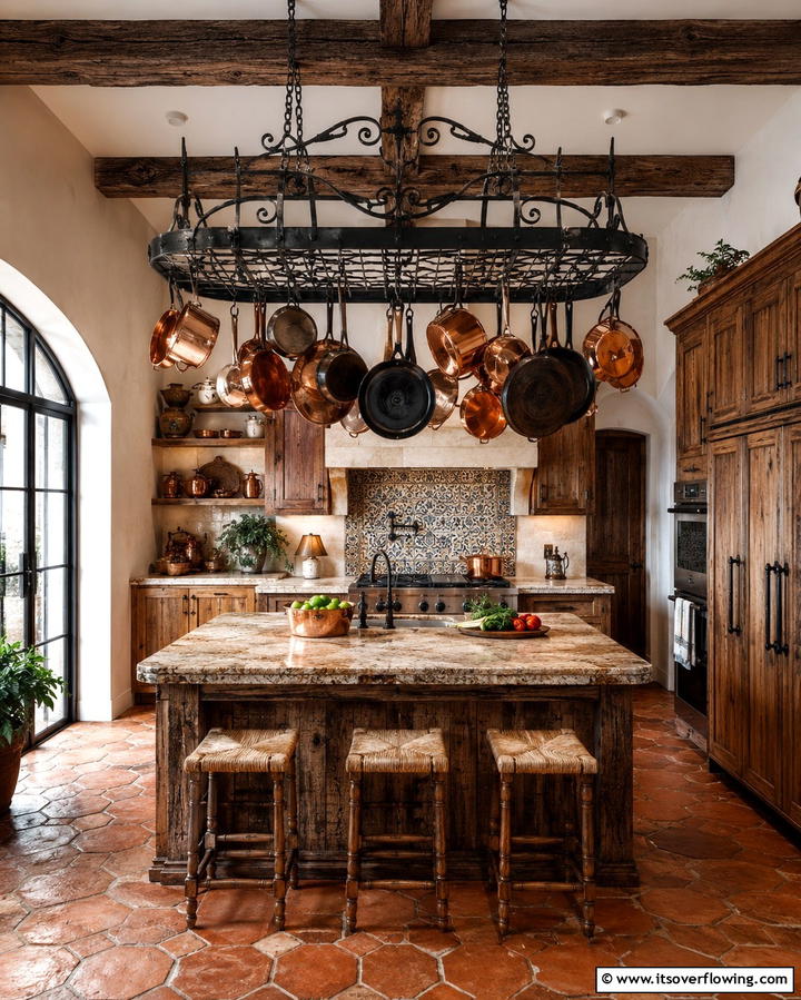Rustic Pot Racks - 25 Earthy Kitchen Ideas for a Natural Look