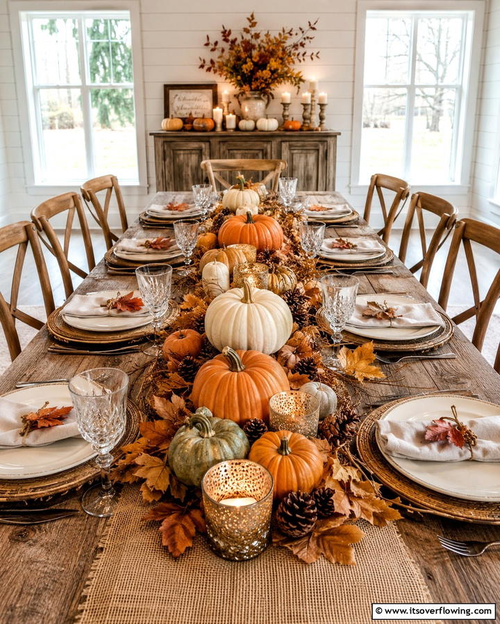 Rustic Pumpkin Centerpiece - 25 Fall Table Decor Ideas for a Seasonal and Festive Dining Experience