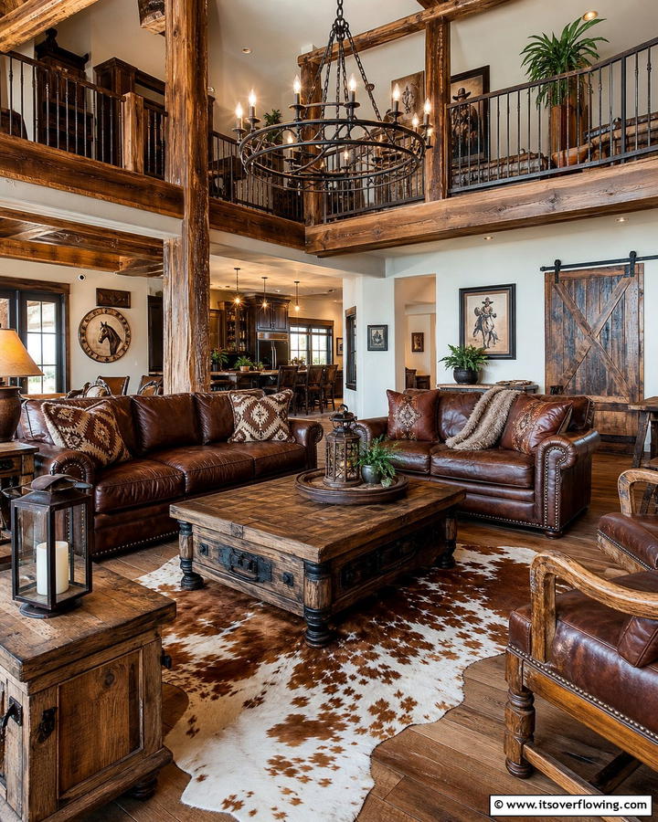 Rustic Ranch Charm - 30 Western Living Room Ideas for Cozy Rustic Ambiance