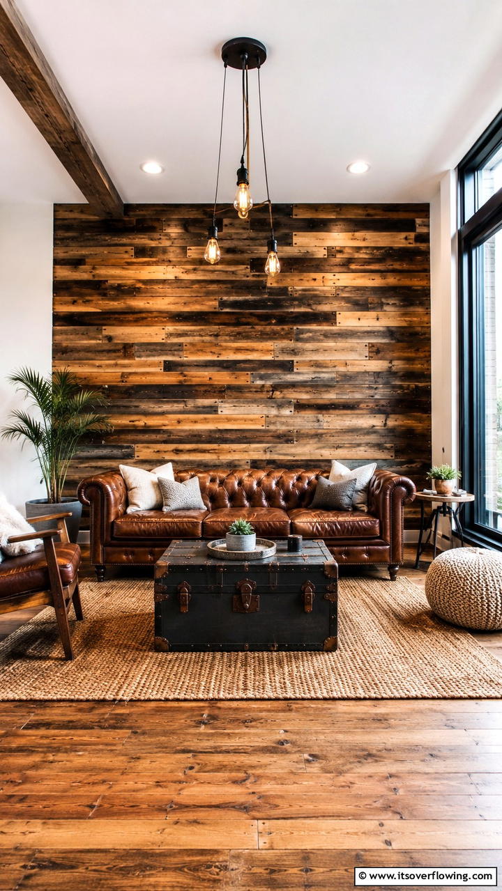 Rustic Reclaimed Warmth - 21 Wood Slat Accent Wall Ideas to Elevate Your Interior Design
