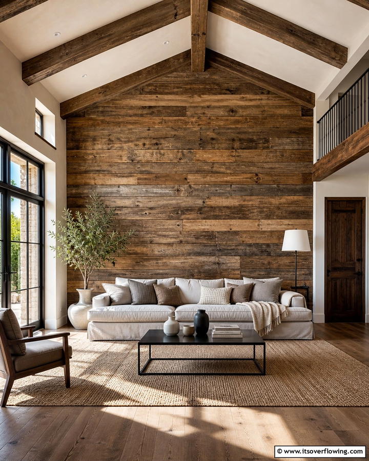 Rustic Reclaimed Wood Accent Wall - 25 Wood Accent Wall Ideas to Elevate Your Interior