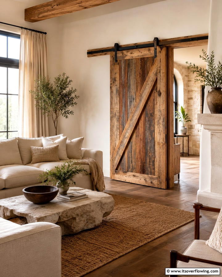 Rustic Reclaimed Wood Barn Door - 30 Stylish Barn Door Ideas for Modern Home Organization