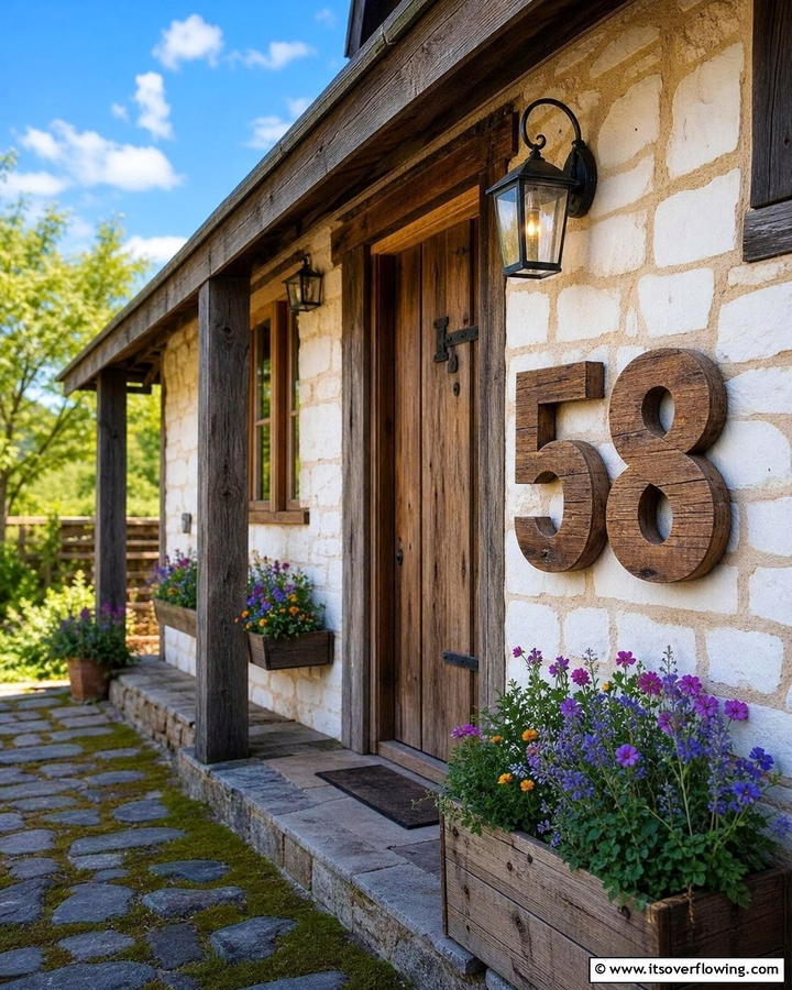 Rustic Reclaimed Wood Numbers - 21 House Number Ideas to Boost Curb Appeal Creatively