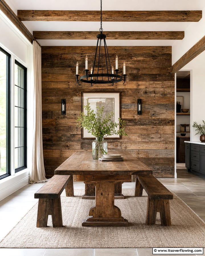 Rustic Reclaimed Wood Wall - 25 Wood Accent Wall Ideas to Elevate Your Interior