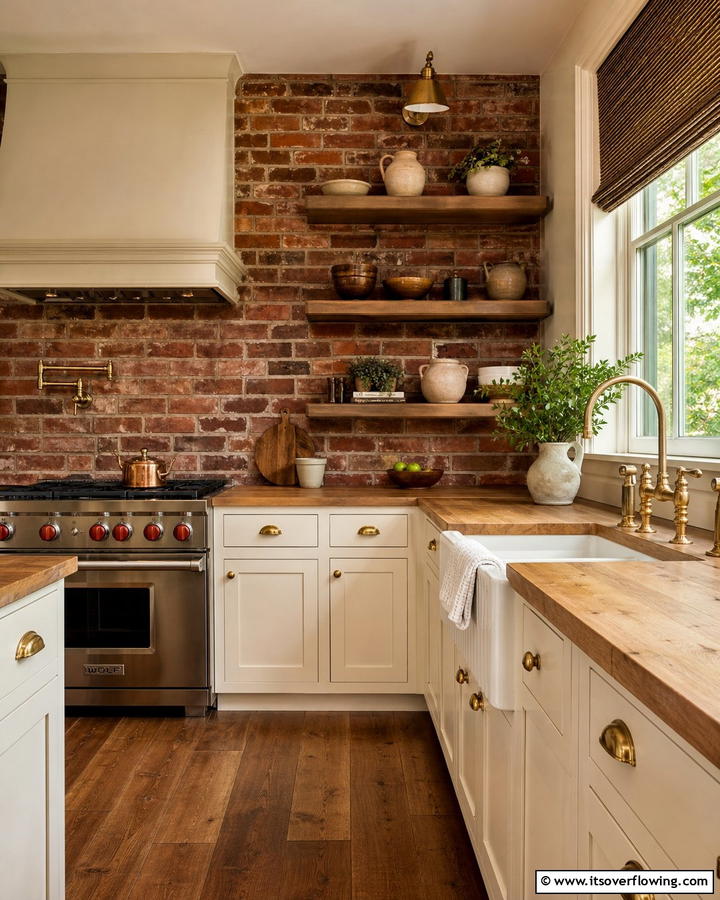 Rustic Red Brick Backsplashes - 20 Red Brick Kitchen Ideas for a Rustic Charm
