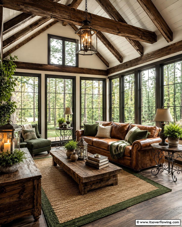 Rustic Retreat Sunroom - 30 Farmhouse Sunroom Ideas for Cozy and Light-Filled Relaxation