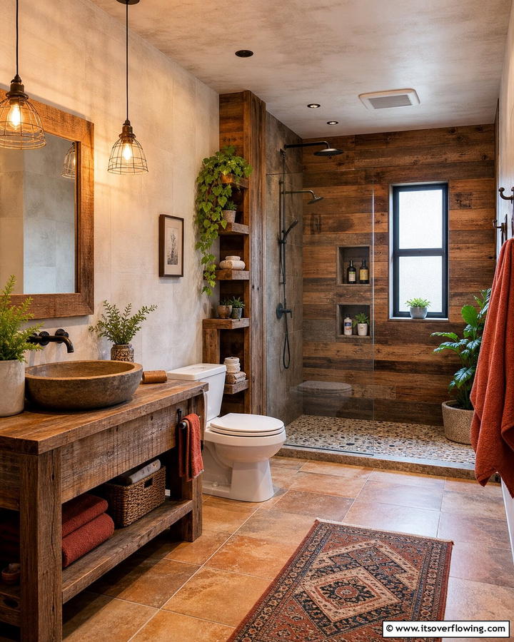 Rustic Retreat Wet Room - 30 Modern Wet Room Ideas for Sleek Bathroom Functionality