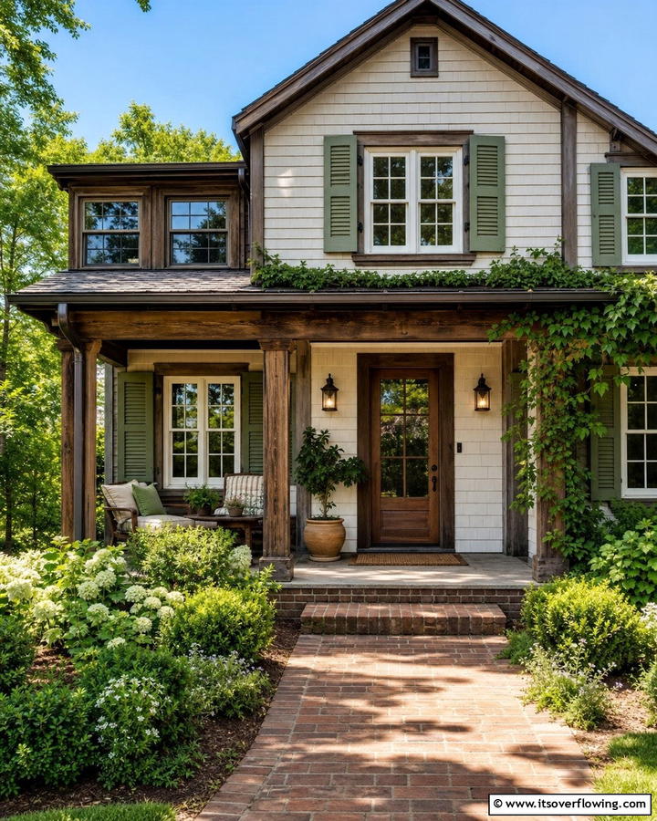 Rustic Sage Green Shutters - 21 Sage Green Exterior Home Designs for Curb Appeal Refresh
