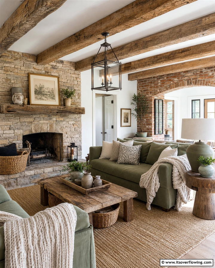 Rustic Sage Living Room Charm - 21 Sage Green Living Room Schemes for Calming Interior Designs