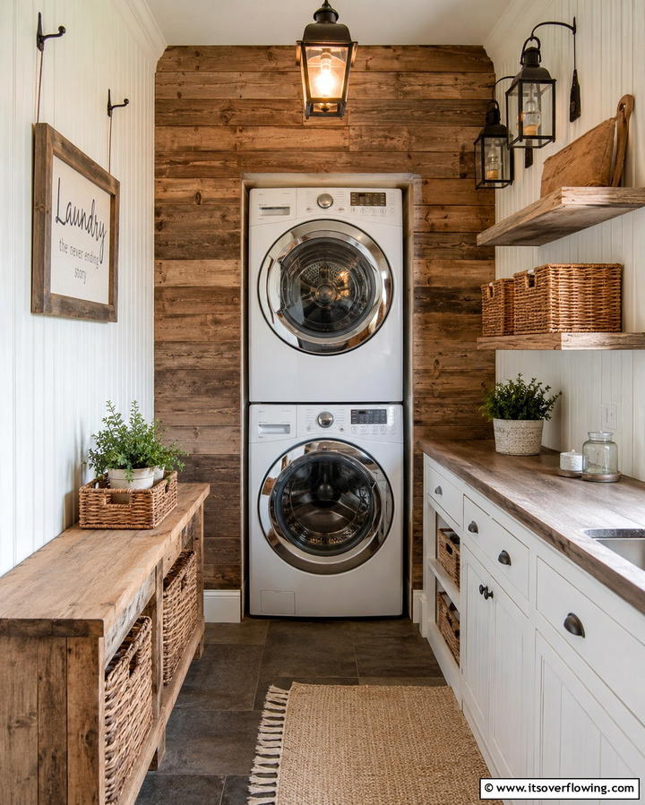 Rustic Shiplap Accent Wall - 20 Shiplap Laundry Room Ideas for a Rustic and Charming Space