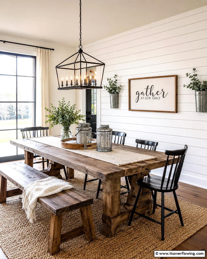 Rustic Shiplap Walls - 25 Dining Room Wall Paneling Ideas for Elegance