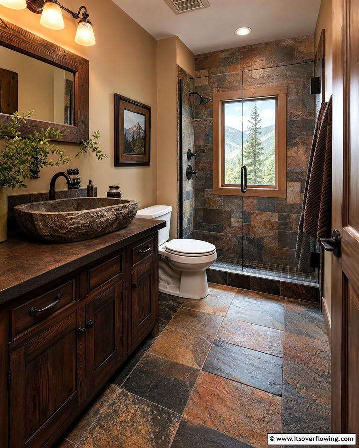 Rustic Slate Tiles - 25 Small Bathroom Flooring Ideas for Stylish and Durable Floors