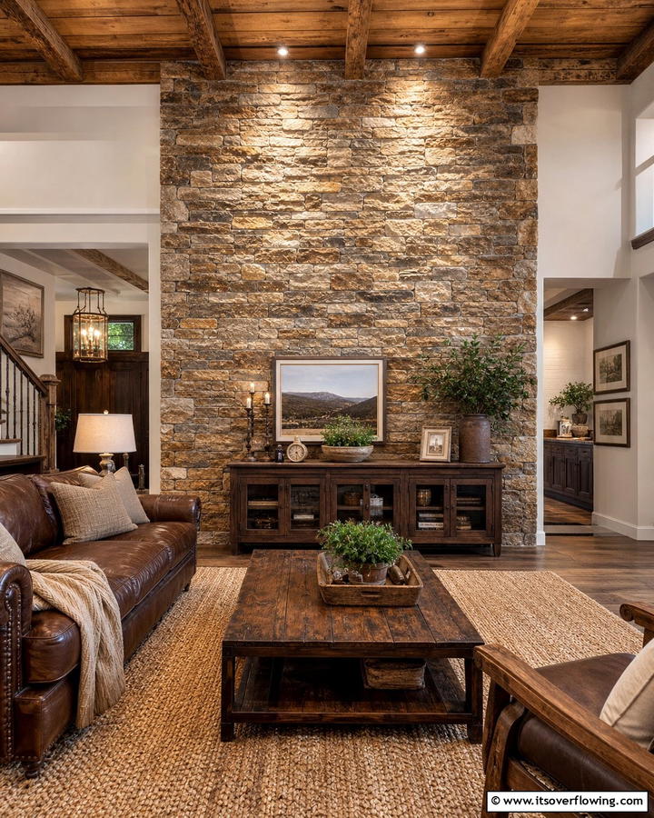 Rustic Stone Accent Wall - 30 Natural Stone Wall Ideas for Rustic Outdoor Landscapes