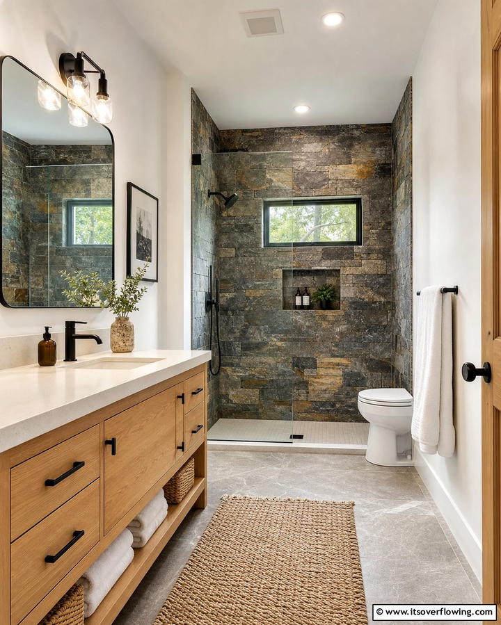 Rustic Stone Accent Walls - 25 Stone Bathroom Ideas for a Rustic and Elegant Look