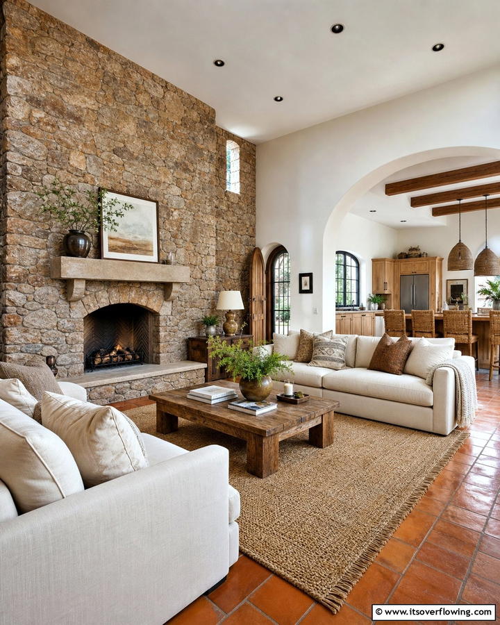 Rustic Stone Accents - 21 Spanish Interior Design Ideas for Warm, Timeless Style