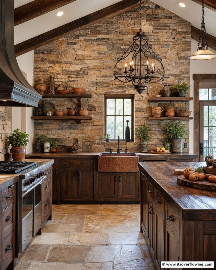 Rustic Stone Accents - 21 Kitchen Backsplash Ideas for Striaking Visual Impact
