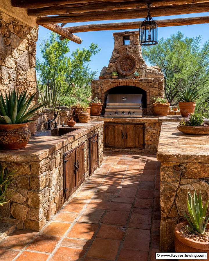 Rustic Stone Aesthetic - 20 Mexican Outdoor Kitchen Ideas for Vibrant Spaces