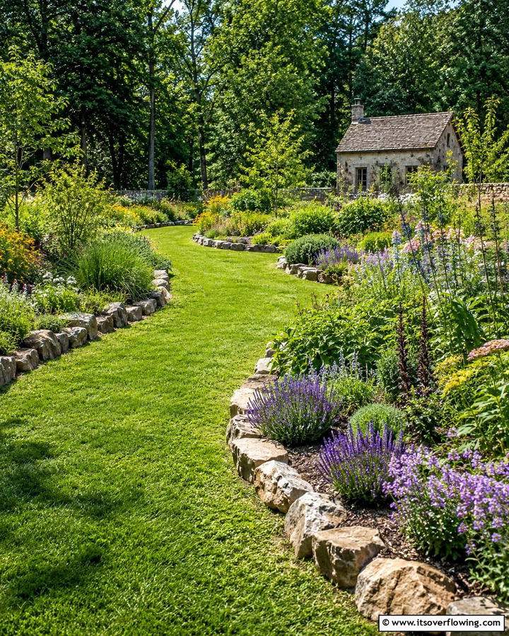 Rustic Stone Edging - 30 Rustic Landscaping Ideas for Natural Yard Beauty