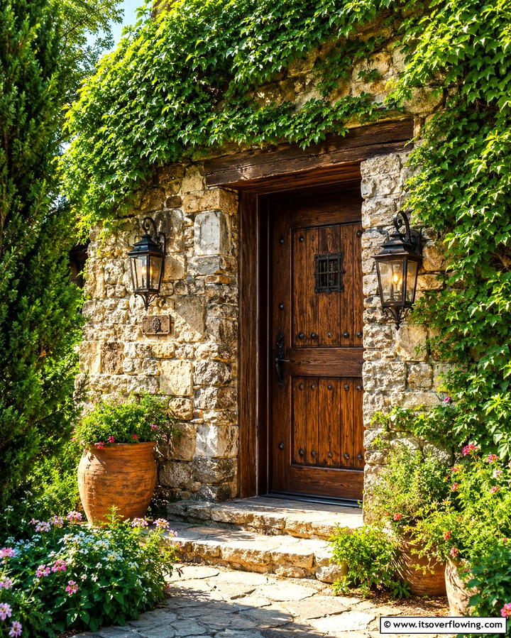 Rustic Stone Entrance - 25 Stone Porch Ideas to Enhance Your Home’s Curb Appeal