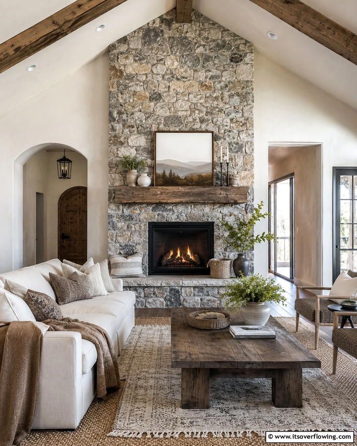 Rustic Stone Faux Fireplace - 30 Faux Fireplace Ideas to Add Warmth Anywhere