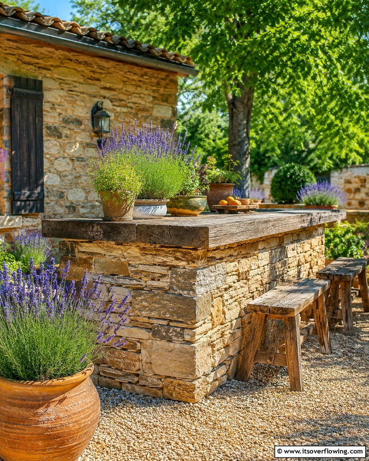 Rustic Stone Finished Island - 25 Outdoor Kitchen Island Ideas for Entertaining