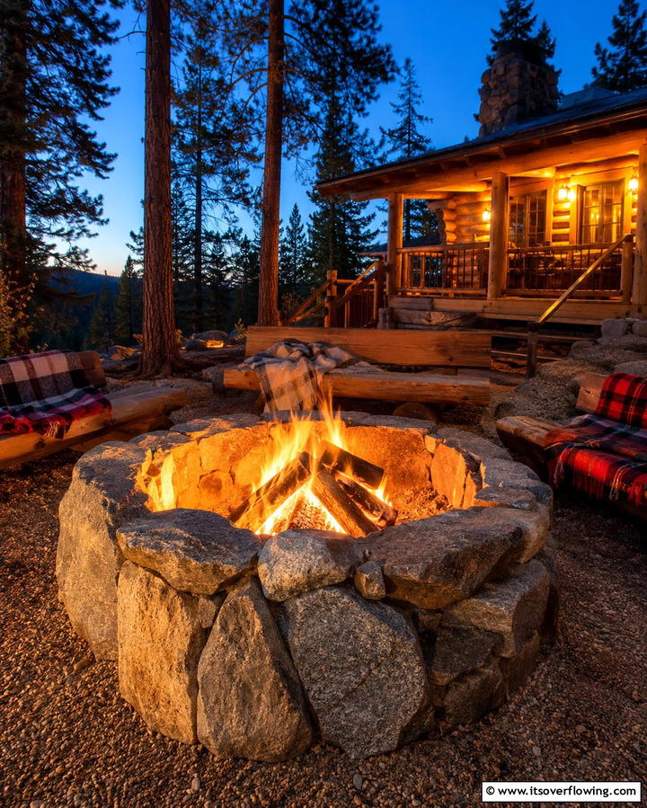 Rustic Stone Fire Pit - 25 Wood Burning Fire Pit Ideas for Cozy Nights